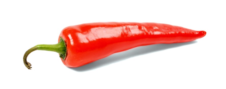 big red hot chili pepper isolated over white