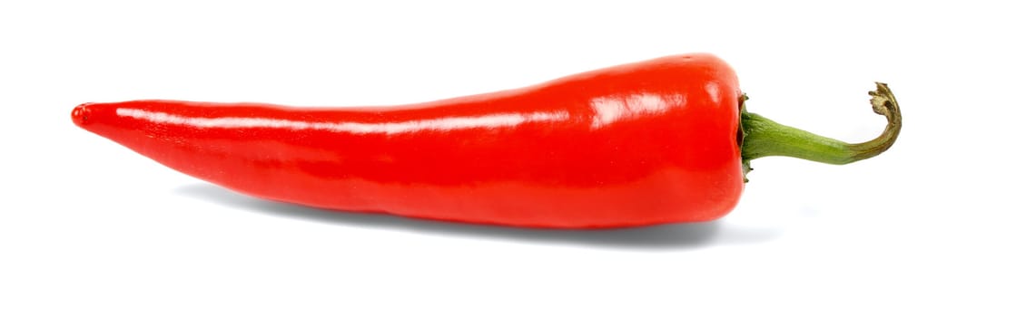 big red hot chili pepper isolated over white