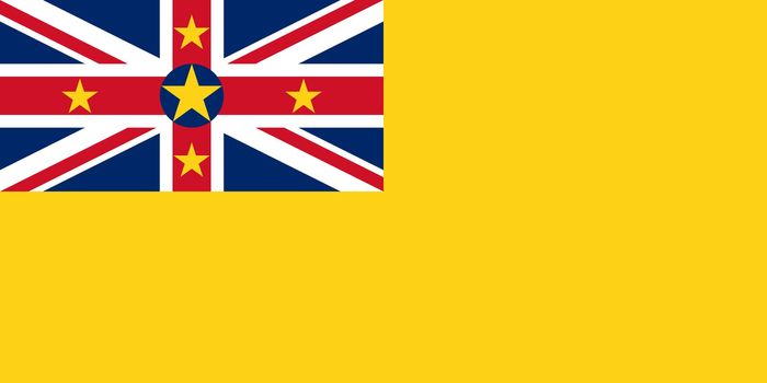 Sovereign state flag of dependent country of Niue in official colors. 