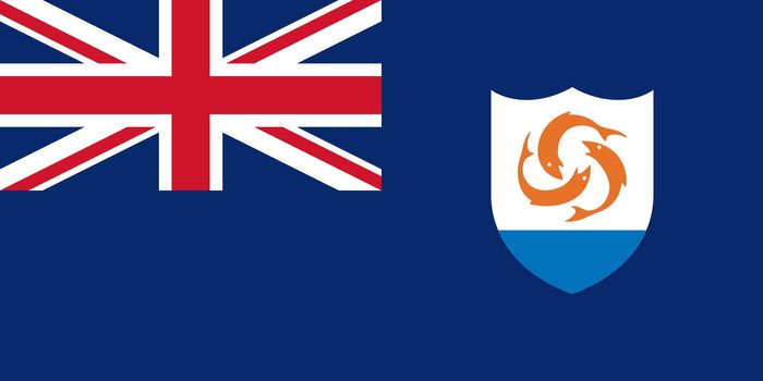 Sovereign state flag of dependent country of Anguilla in official colors. 