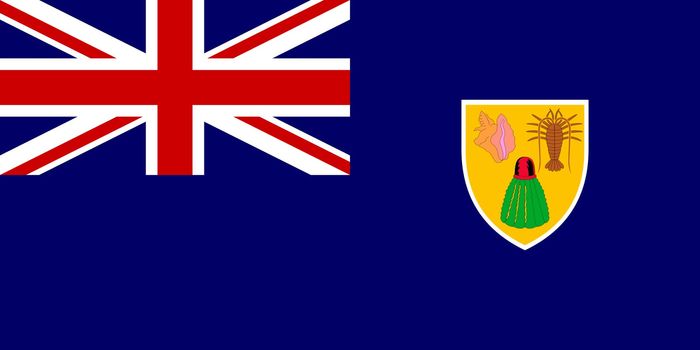 Sovereign state flag of dependent country of Turks and Caicos Islands in official colors. 