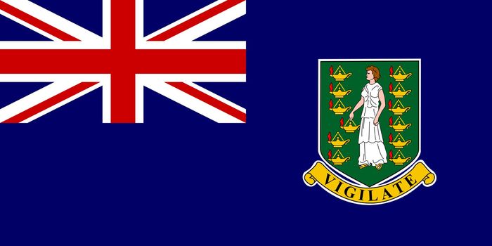 Sovereign state flag of dependent country of British Virgin Islands in official colors. 
