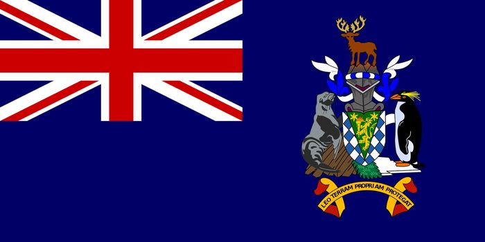 Sovereign state flag of dependent country of South Georgia and the Sandwich Islands in official colors. 
flag; sovereign; state; national; nationality; dependent, territory, identity; banner; symbol; country; travel; sign; graphical; element; icon; illustrated; illustration; trade; landscape; horizontal; patriotic; patriotism; official; colors; colours; background