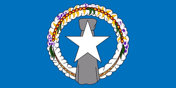 Sovereign state flag of dependent country of Northern Mariana Islands in official colors. 