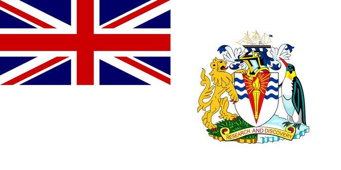 Sovereign state flag of dependent country of British Antarctic Territory in official colors. 