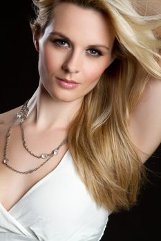 Beautiful blond fashion model woman