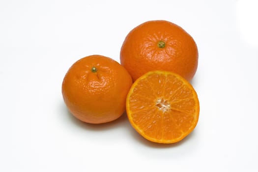 Three juicy mandarins