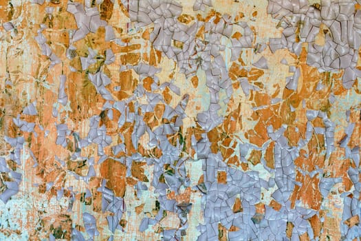 Pieces of the old peeled paint on a wall surface