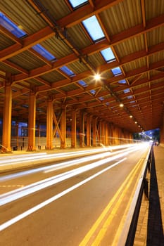 tunnel with car light
