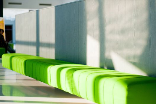 Shot of green sofa in interior, daylight