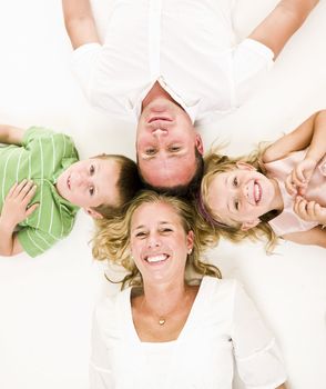 Family from above isolated on white background