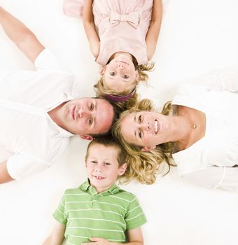 Family from above isolated on white background