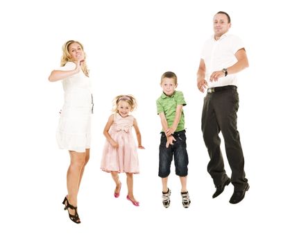 Jumping Family isolated on white background