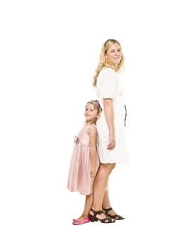 Mother and Daughter isolated on white background