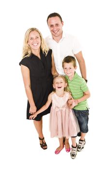 Family from above isolated on white background