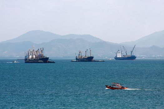 Cargo ship on the sea