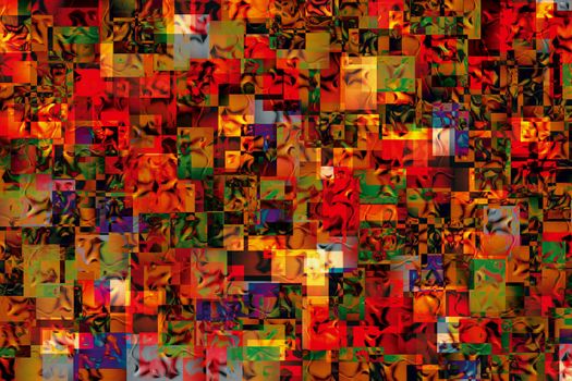 Abstract artwork made out of cirka 150 small pieces of one and only one small photo (3x4cm). Creative photo manipulation 