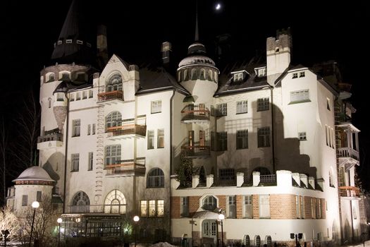 Old jugend castle on a moonlight night.