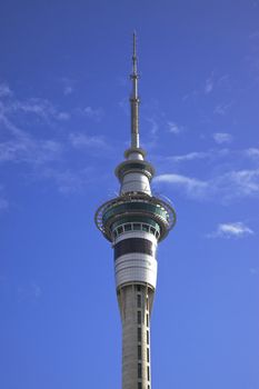 Auckland's iconic 328-meter tall Sky Tower, North Island, New Zealand.