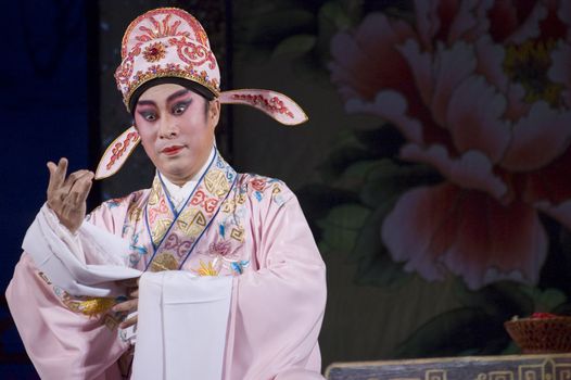 CHINA, SHENZHEN, GUANGDONG PROVINCE - FEBRUARY 13, 2009: Traditional Beijing Opera, performed by professional Chinese actors and actress for Chinese New Year celebration.