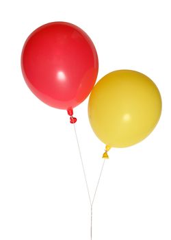 Red and yellow balloons isolated on white background with clipping path