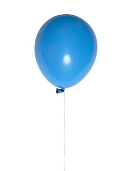 Blue balloon with rope. Isolated on white with clipping path