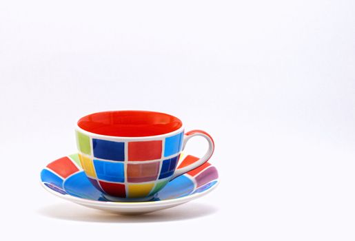 Colourful Checkered Cup on a White Background.