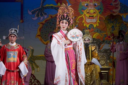 CHINA, SHENZHEN, GUANGDONG PROVINCE - FEBRUARY 13, 2009: Traditional Beijing Opera, performed by professional Chinese actors and actress for Chinese New Year celebration.