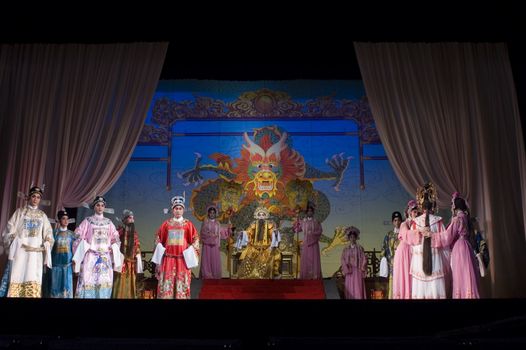 CHINA, SHENZHEN, GUANGDONG PROVINCE - FEBRUARY 13, 2009: Traditional Beijing Opera, performed by professional Chinese actors and actress for Chinese New Year celebration.