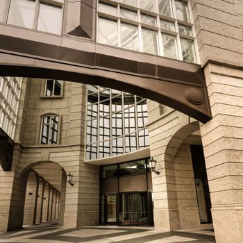 Modern building architecture of exterior in outdoor.