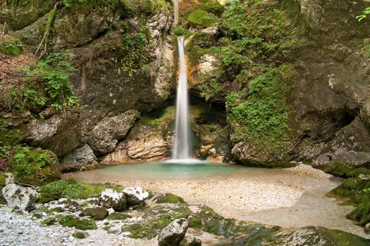 Waterfall in Triglav national park in Slovenia.