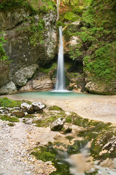Waterfall in Triglav national park in Slovenia.