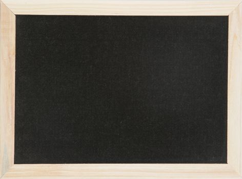 Black clean message board with grained wooden frame surround