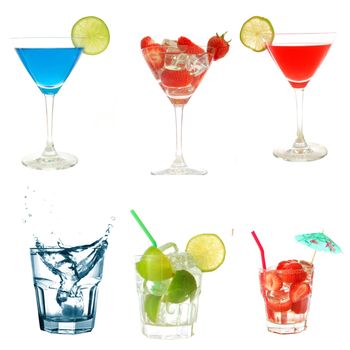 drink or cocktail collection isolated on a white background