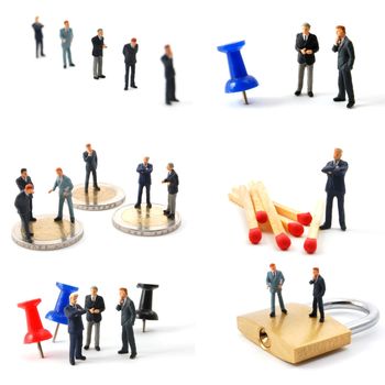 collection of small toy business man showing financial concept