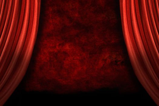 Stage Drapes With Grunge Background and Dramatic Lighting