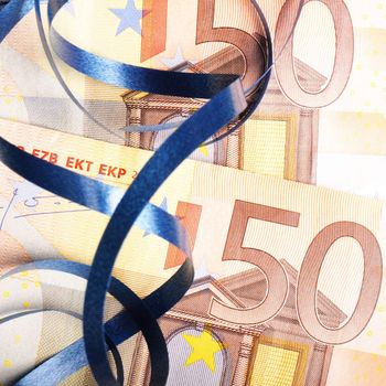 euro money gift or present with ribbon