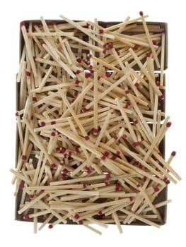 pile of matches over empty boxes isolated on white background