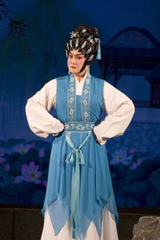 CHINA, SHENZHEN, GUANGDONG PROVINCE - FEBRUARY 13, 2009: Traditional Beijing Opera, performed by professional Chinese actors and actress for Chinese New Year celebration.
