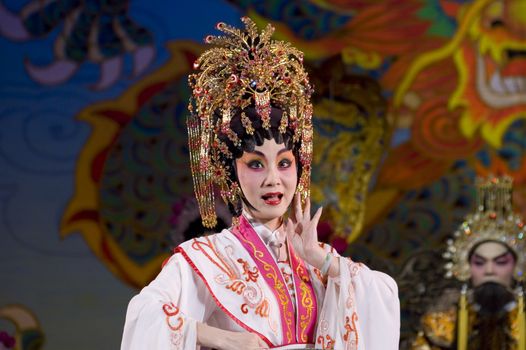 CHINA, SHENZHEN, GUANGDONG PROVINCE - FEBRUARY 13, 2009: Traditional Beijing Opera, performed by professional Chinese actors and actress for Chinese New Year celebration.