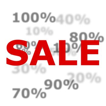 sale concept with red wird and percent numbers