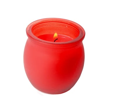 red pot candle isolated over white