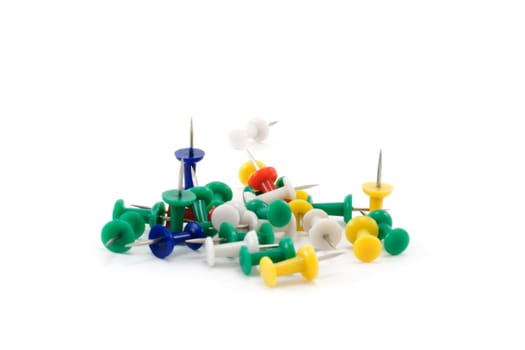 Drawning pins, disposit insulated on white background