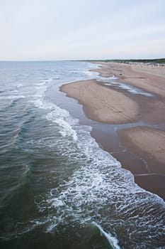 Aerial view on coastline by evening light