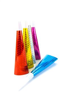 Party squawkers isolated against a white background