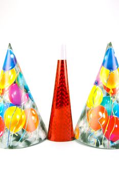 Party squawkers isolated against a white background