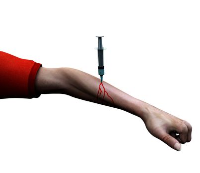 Depiction of drug addiction.