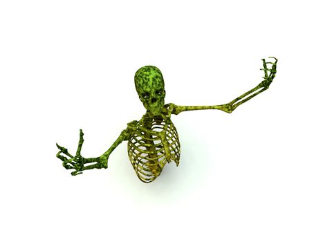 Skeleton coming out of the ground for Halloween or medical concepts.