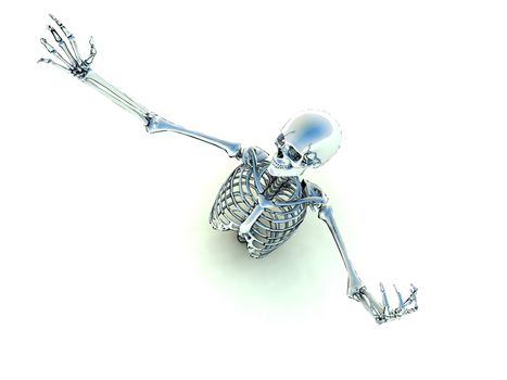 Skeleton coming out of the ground for Halloween or medical concepts.