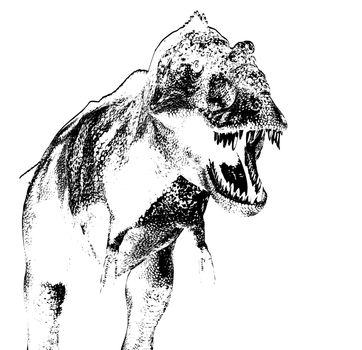 Illustration of a dangerous Tyrannosauruses Rex.
